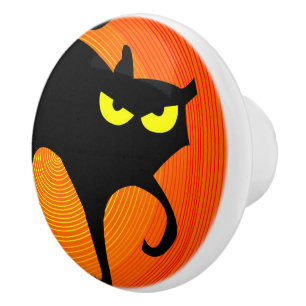 Bouton De Porte En Céramique Pompe en céramique de chat noir