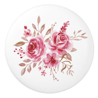 Bouton De Porte En Céramique Pompe en céramique florale rose