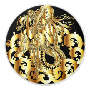 Bouton De Porte En Céramique Porte de sirène d'or