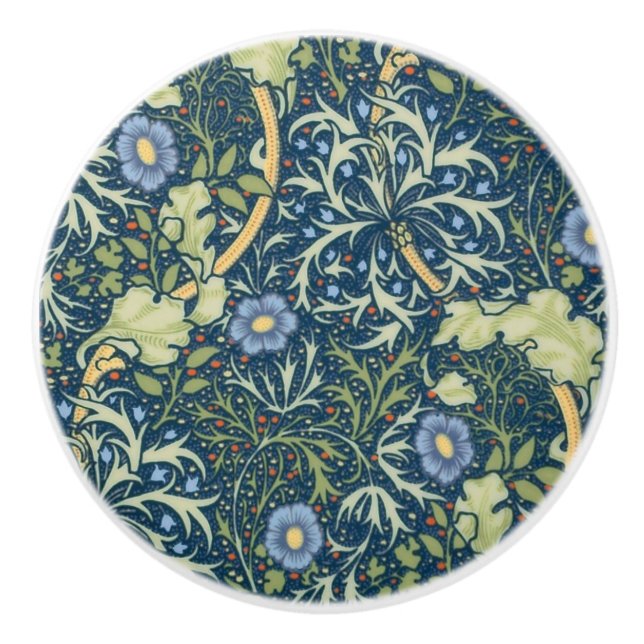 Bouton De Porte En Céramique Portes - Algues et fleurs (Devant)