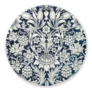 Bouton De Porte En Céramique Portes - Bleu blanc Tournesol et vignes