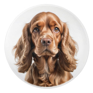 Bouton De Porte En Céramique Portrait de Cocker Spaniel