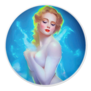 Bouton De Porte En Céramique Portrait de déesse Ethereal - Imaginaire Surreal