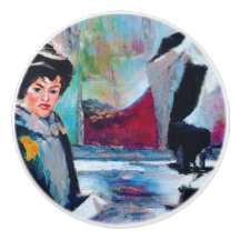 Portrait de femme vintage avec Arrière - plan Abst