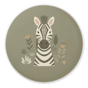 Bouton De Porte En Céramique Portrait de zèbre Safari ID1264