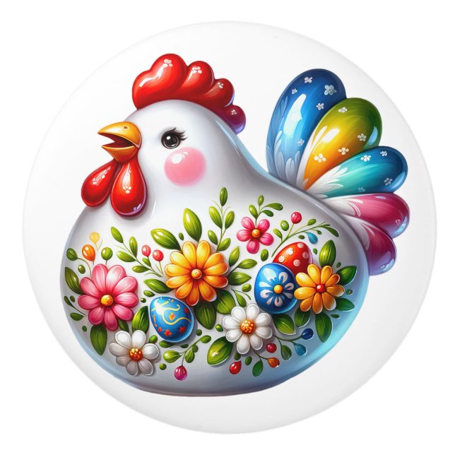 Bouton De Porte En Céramique Poulet en céramique (Devant)