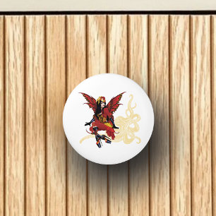 Bouton De Porte En Céramique Poulpe Fée Steampunk Élégant Rouge Victorien