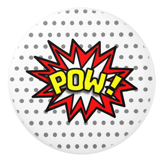 BOUTON DE PORTE EN CÉRAMIQUE POW ! (Devant)