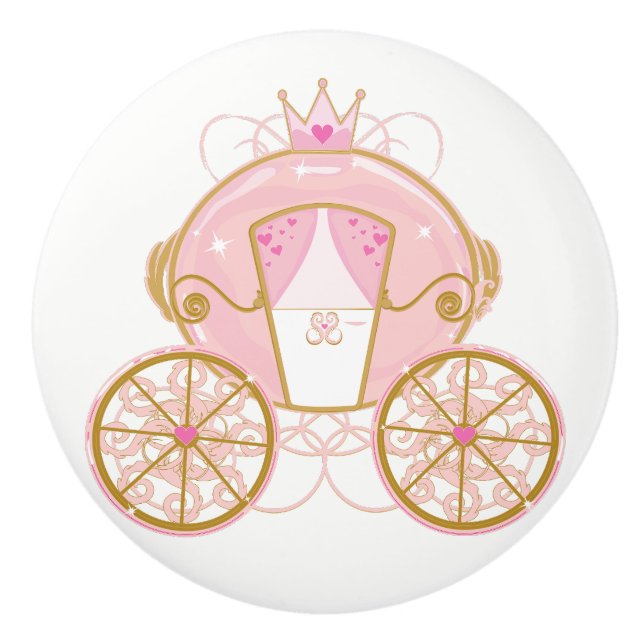 Bouton De Porte En Céramique Princess Royal Carriage Pink & Gold Wall Art (Devant)