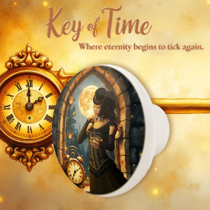 Bouton De Porte En Céramique Princesse des Horloges – Gardienne des Heures au C