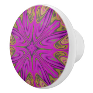 Bouton De Porte En Céramique Psychadélique Liquide coloré Abstrait violet orang
