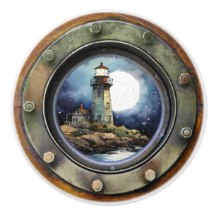 Bouton De Porte En Céramique Puits de tiroir de phare à hublot nautique