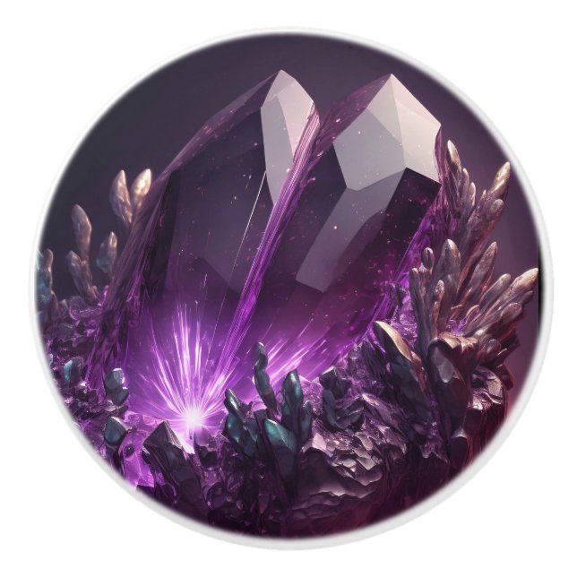 Bouton De Porte En Céramique Purple Healing Améthyst Crystals Ceramic Knox (Devant)