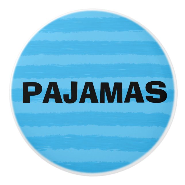 Bouton De Porte En Céramique Pyjamas Bleu Aquarelles (Devant)