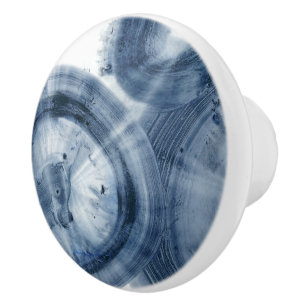 Bouton De Porte En Céramique Quasars - Cercles bleu encre