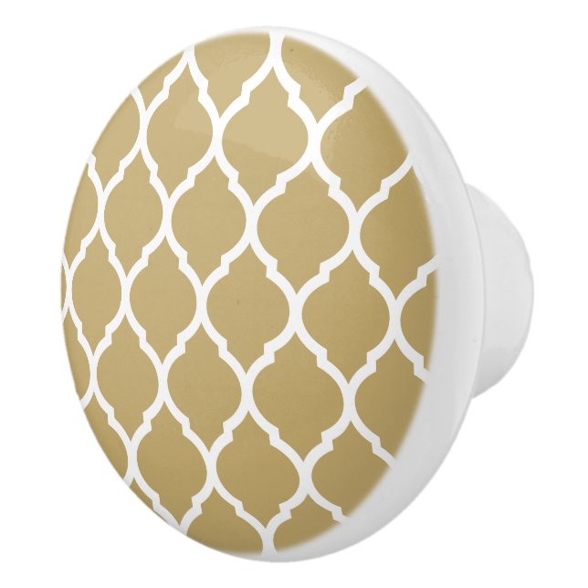 Bouton De Porte En Céramique Quatrefoil Gold Marocain (Droite)