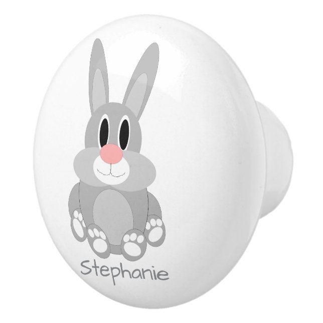 Bouton De Porte En Céramique Rabbit Design Personalised (Droite)