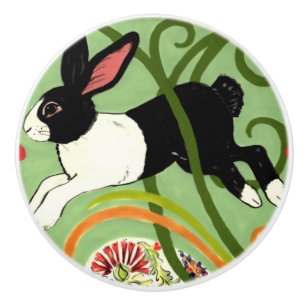 Bouton De Porte En Céramique Rabbit Vert Art Déco Drawer Tirer Porte Knoor