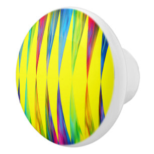 Bouton De Porte En Céramique [Rainbow Fiesta] Arlequin géométrique Jaune clair