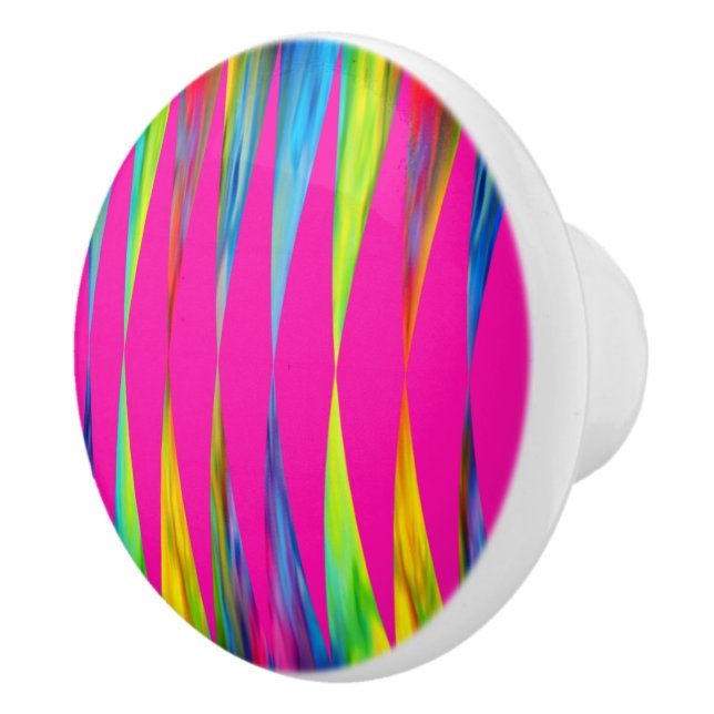 Bouton De Porte En Céramique [Rainbow Fiesta] Harlequin Geometry Hot Pink (Droite)