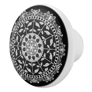Bouton De Porte En Céramique Raven Mandala