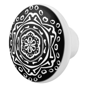 Bouton De Porte En Céramique Raven Mandala