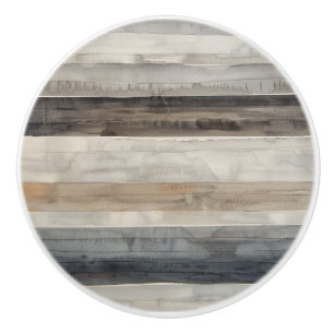 Bouton De Porte En Céramique Rayure grise bleue marron clair Aquarelle neutre