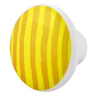 Bouton De Porte En Céramique Rayures aquarelles jaune orange