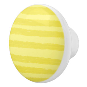 Bouton De Porte En Céramique Rayures d'aquarelle jaune soleil