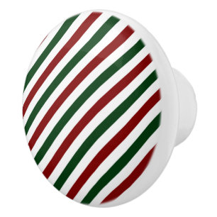 Bouton De Porte En Céramique Rayures de Noël personnalisables
