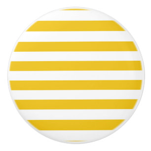 Bouton De Porte En Céramique Rayures jaunes et blanches Chambre chic moderne ra