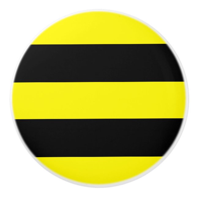 Bouton De Porte En Céramique Rayures jaunes et noires (Devant)