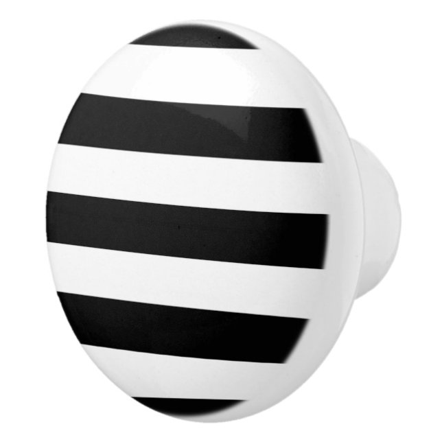 Bouton De Porte En Céramique Rayures noires et blanches (Droite)