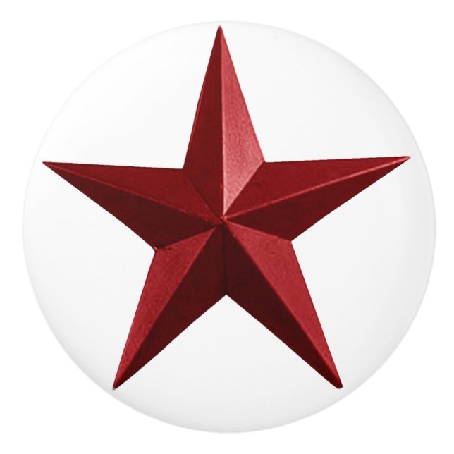 Bouton De Porte En Céramique Red Barnstar Round Knob (Devant)