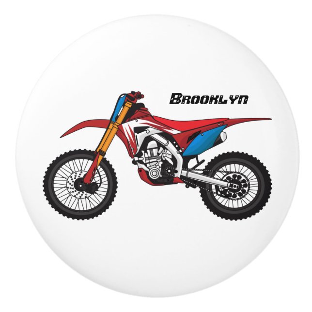 Bouton De Porte En Céramique Red dirt bike motorcycle (Devant)