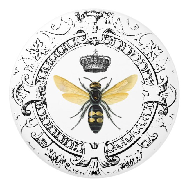 Bouton De Porte En Céramique Reine des abeilles française VINTAGE MODERNE (Devant)