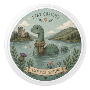 Bouton De Porte En Céramique Restez Curieux Cozy Cryptide Nessie Monstre du Loc