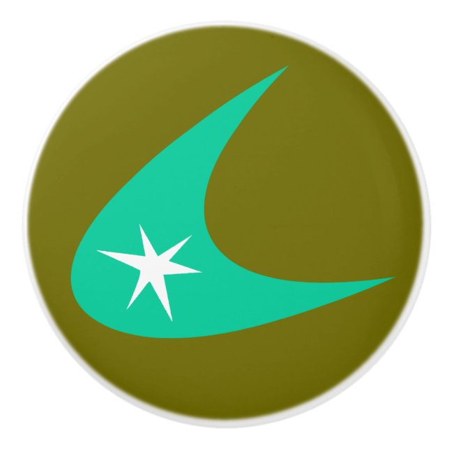 Bouton De Porte En Céramique Retro Boomerang (Devant)