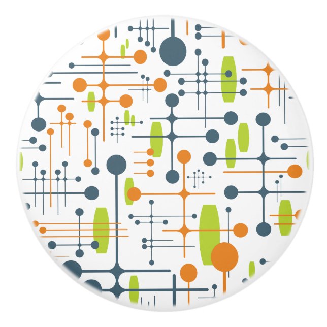 Bouton De Porte En Céramique Rétro futuristic (Devant)