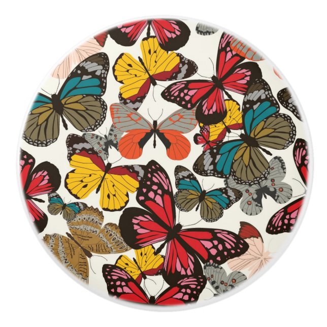 Bouton De Porte En Céramique Rétro motif floral (Devant)
