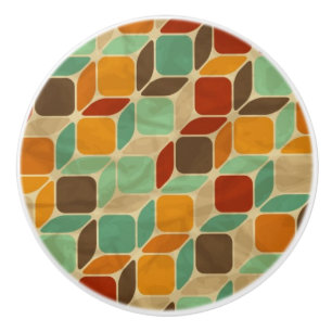 Bouton De Porte En Céramique Rétro motif géométrique 4