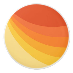 Bouton De Porte En Céramique Retro style jaune et orange rayons de soleil desig