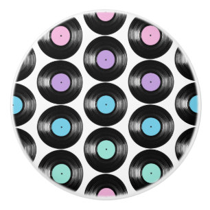 Bouton De Porte En Céramique Retro Vinyl Records Conception Motif colorée