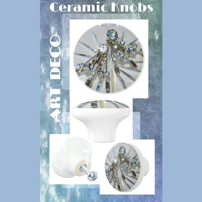 Bouton De Porte En Céramique Rhinestons Art Déco vintage (Créateur téléchargé)