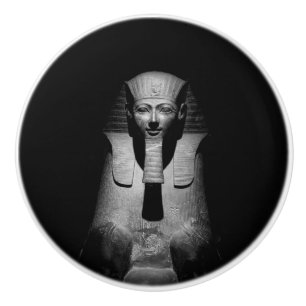 Bouton De Porte En Céramique Roi pharaon noir et blanc