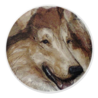Bouton De Porte En Céramique Ron Hevener Collie Dog