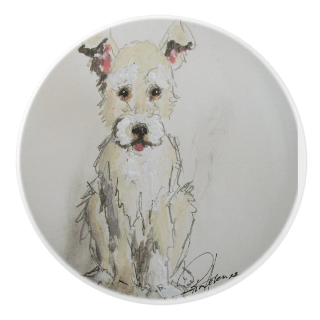 Bouton De Porte En Céramique Ron Hevener Scruter Puppy (Devant)