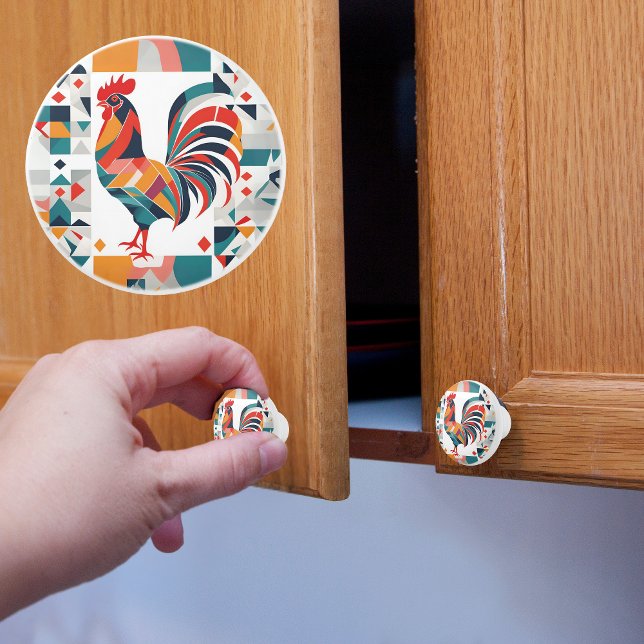 Bouton De Porte En Céramique Rooster Rétro (Créateur téléchargé)