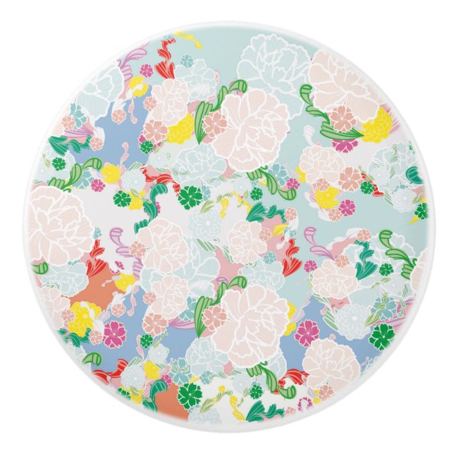 Bouton De Porte En Céramique rose (Devant)