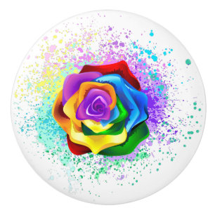 Bouton De Porte En Céramique Rose arc-en-ciel coloré